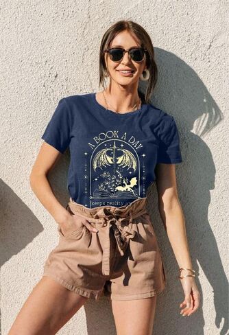 Book Shirts for Women Vintage Reading Teacher T-Shirt Short Sleeve Book Lover Tee Tops in Saudi Arabia