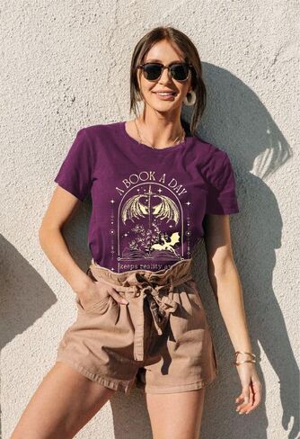 Book Shirts for Women Vintage Reading Teacher T-Shirt Short Sleeve Book Lover Tee Tops in Saudi Arabia