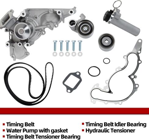 مجموعة حزام توقيت Mitezone مع مضخة المياه متوافقة مع Toyota Tundra Sequoia Land Cruiser 4Runner 2002-2010 LEXUS SC430 GX470 LX470 LS430 GS430 4.3 4.7L V8 يحل محل TKT021 TCKWP298 in Saudi Arabia