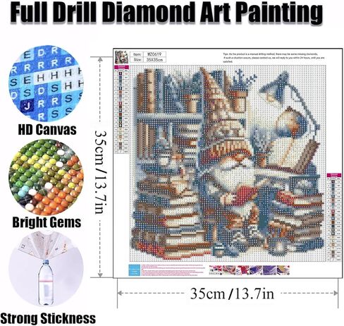 Ekuxom Hydrangea Gnome Diamond Art Kits for Adults, Gnome Diamond Painting Kits, Round Full Drill Flowers Diamond Art Painting Gem Art Wall Decor Gifts 14x14 inch in Saudi Arabia