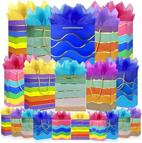 Mumululu 10 Pack Gift Facs Assists and Designs Hight Facs with Handle and Tissue Paper Birthday Virt in Saudi Arabia