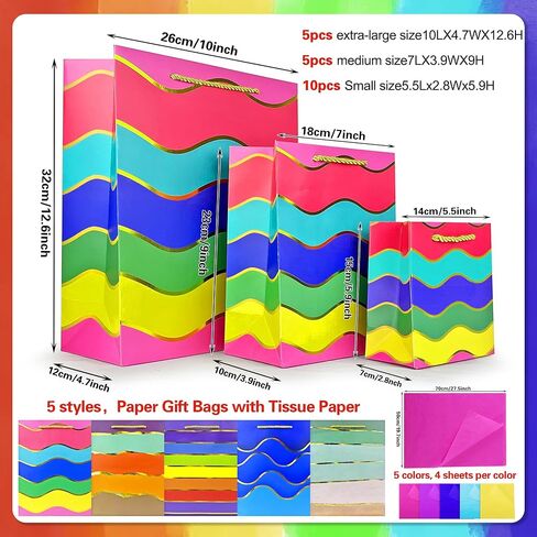 Mumululu 10 Pack Gift Facs Assists and Designs Hight Facs with Handle and Tissue Paper Birthday Virt in Saudi Arabia