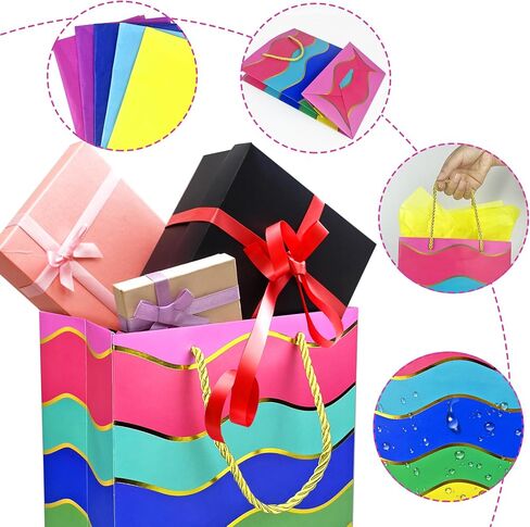 Mumululu 10 Pack Gift Facs Assists and Designs Hight Facs with Handle and Tissue Paper Birthday Virt in Saudi Arabia