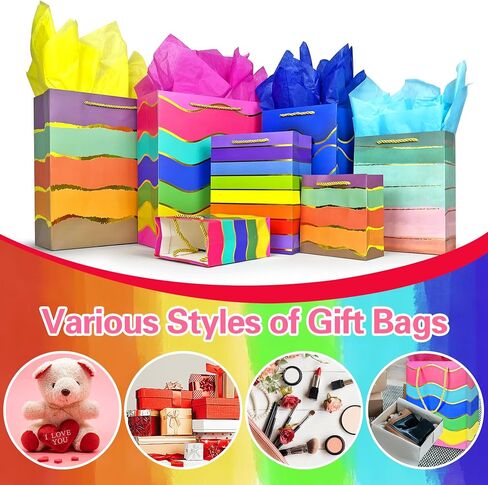 Mumululu 10 Pack Gift Facs Assists and Designs Hight Facs with Handle and Tissue Paper Birthday Virt in Saudi Arabia