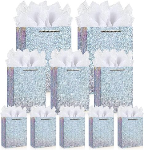 Mumululu 10 Pack Gift Facs Assists and Designs Hight Facs with Handle and Tissue Paper Birthday Virt in Saudi Arabia