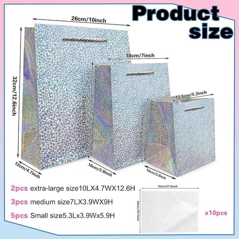 Mumululu 10 Pack Gift Facs Assists and Designs Hight Facs with Handle and Tissue Paper Birthday Virt in Saudi Arabia