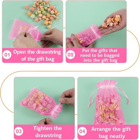 أبيلو 50 PCS أكياس هدايا صغيرة شبكية مع الرباط ، 4 × 6 بوصة حقائب الهدايا لمجوهرات الحلوى ، دش زفاف الزفاف ، حفل استحمام الطفل لصالح in Kuwait