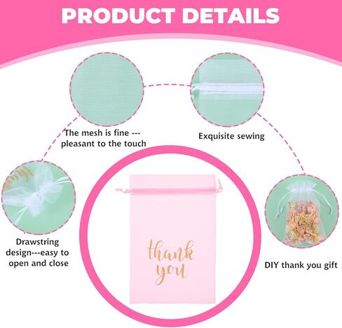 أبيلو 50 PCS أكياس هدايا صغيرة شبكية مع الرباط ، 4 × 6 بوصة حقائب الهدايا لمجوهرات الحلوى ، دش زفاف الزفاف ، حفل استحمام الطفل لصالح in Kuwait