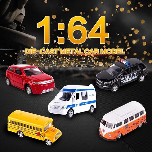 KIDAMI Double Decker Bus Open Door Die Cast Metal Toy Cars Pull Back 5 Pack in Kuwait