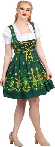 Women's Traditional German Dirndl Dress – 3-Piece Short Green Oktoberfest Outfit in Saudi Arabia