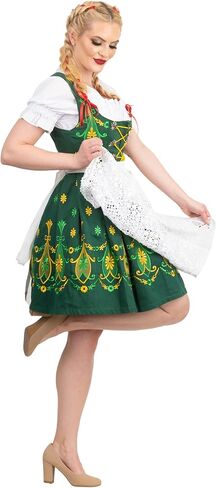 Women's Traditional German Dirndl Dress – 3-Piece Short Green Oktoberfest Outfit in Saudi Arabia