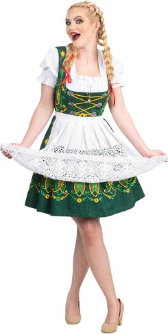 Women's Traditional German Dirndl Dress – 3-Piece Short Green Oktoberfest Outfit in Saudi Arabia