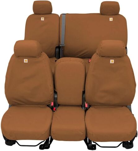Covercraft Carhartt SeatSaver Custom Seat Covers | Fits 2019-2024 Ram 2500/35000 | 1st Row 40/20/40 Bench Seat, Duck Weave Brown in Saudi Arabia