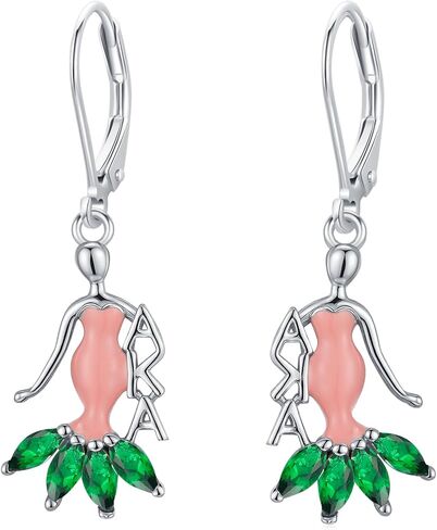 Aka Sorority Gifts Earrings for Women 925 Sterling Silver Alpha Kappa Alpha Sorority Earrings Aka Paraphernalia Jewelry Gift for Sister Lady in Saudi Arabia