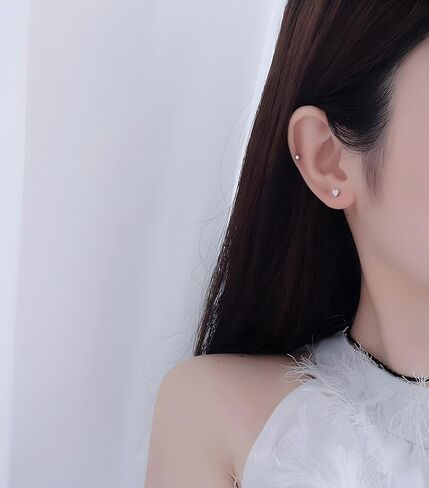925 Sterling Silver Heart Stud أقراط | إغلاق الظهر المسمار | هدية المجوهرات الحبيبة اللذيذة للنساء in Kuwait