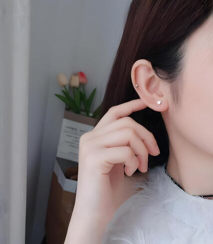 925 Sterling Silver Heart Stud أقراط | إغلاق الظهر المسمار | هدية المجوهرات الحبيبة اللذيذة للنساء in Kuwait
