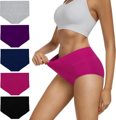 MIRITY Women's High Waist Cotton Underwear - Soft Full Coverage Briefs with Double-Layer Waistedband in Kuwait
