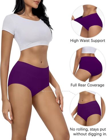 MIRITY Women's High Waist Cotton Underwear - Soft Full Coverage Briefs with Double-Layer Waistedband in Kuwait