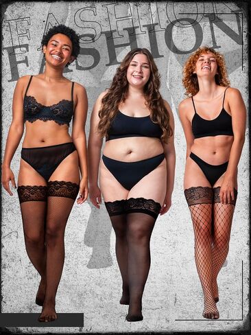 Bencailor 4 Pairs Fishnet Thigh High Stocking for Women Silicone Lace Top Sheer Over Knee High Silky Stockings in Saudi Arabia