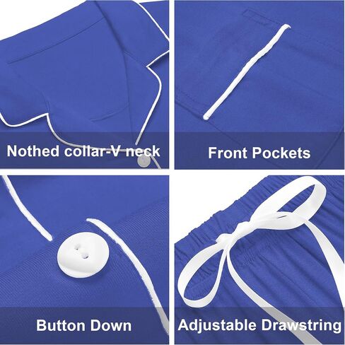 anliqi 100 ٪ من بيجامات القطن للنساء زر أسفل بيجاماس الأكمام طويلة و pant sleepwear onoungwear pj مجموعة مع جيب in Kuwait