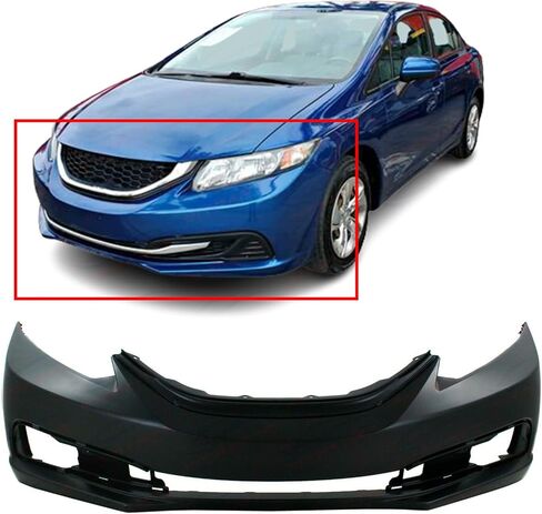 FitParts Compatible With Front Bumper Cover Fascia CAPA 2013 2014 2015 Honda Civic 1.8L 1.5L 2.4L. New, Primed and Ready for Paint. HO1000290 04711TR3A70ZZ in Saudi Arabia