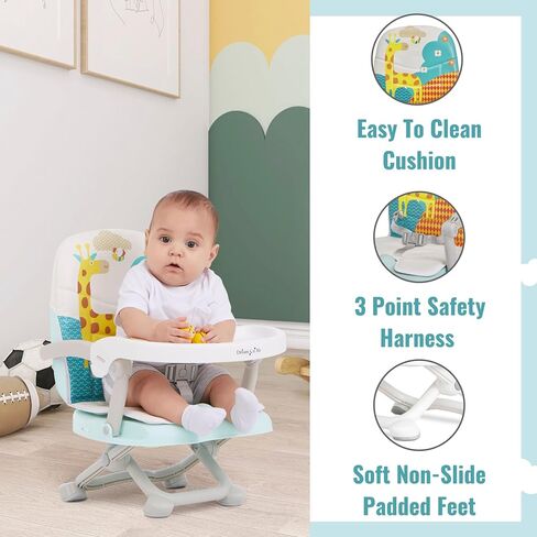 Dream On Me Munch N Go Booster Seat for Dining Table, Lightweight Compact Fold Travel Booster Seat, 3-in-1 Convertible, Four Level Height Adjustment and Easy Tray Removal in Saudi Arabia