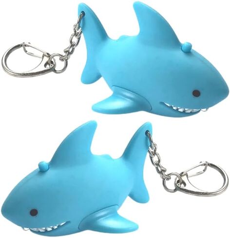 Vosarea Flashlight keykain Shark Design Animal Sound Sound Keyring Cartoon Light Metal Plastic Key حامل المفتاح in Kuwait