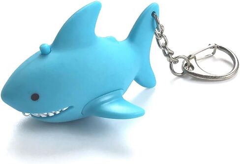 Vosarea Flashlight keykain Shark Design Animal Sound Sound Keyring Cartoon Light Metal Plastic Key حامل المفتاح in Kuwait