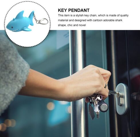 Vosarea Flashlight keykain Shark Design Animal Sound Sound Keyring Cartoon Light Metal Plastic Key حامل المفتاح in Kuwait