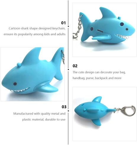 Vosarea Flashlight keykain Shark Design Animal Sound Sound Keyring Cartoon Light Metal Plastic Key حامل المفتاح in Kuwait