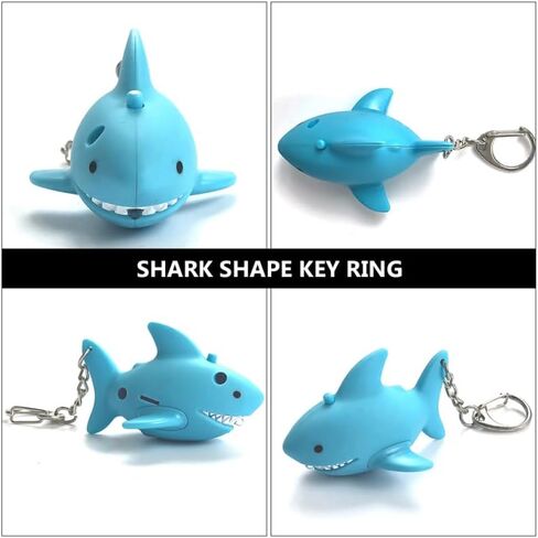 Vosarea Flashlight keykain Shark Design Animal Sound Sound Keyring Cartoon Light Metal Plastic Key حامل المفتاح in Kuwait