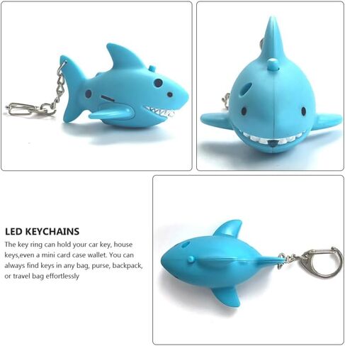Vosarea Flashlight keykain Shark Design Animal Sound Sound Keyring Cartoon Light Metal Plastic Key حامل المفتاح in Kuwait
