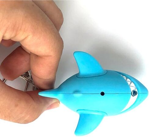 Vosarea Flashlight keykain Shark Design Animal Sound Sound Keyring Cartoon Light Metal Plastic Key حامل المفتاح in Kuwait