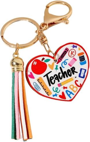 Teacher Appreciation Gift Keychains Colorful Pencil Book Red Fruit Keychain for Women Men in Saudi Arabia