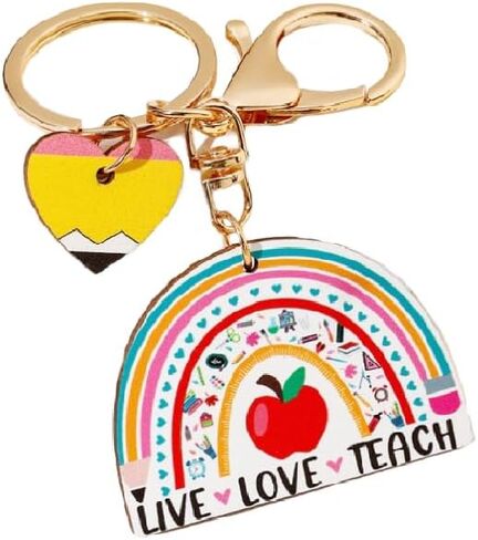 Teacher Appreciation Gift Keychains Colorful Pencil Book Red Fruit Keychain for Women Men in Saudi Arabia