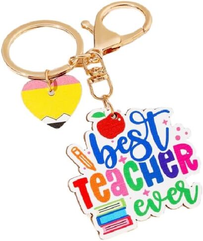 Teacher Appreciation Gift Keychains Colorful Pencil Book Red Fruit Keychain for Women Men in Saudi Arabia