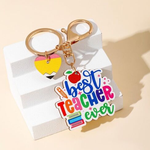 Teacher Appreciation Gift Keychains Colorful Pencil Book Red Fruit Keychain for Women Men in Saudi Arabia