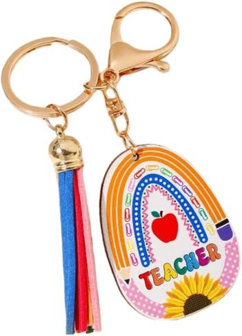 Teacher Appreciation Gift Keychains Colorful Pencil Book Red Fruit Keychain for Women Men in Saudi Arabia