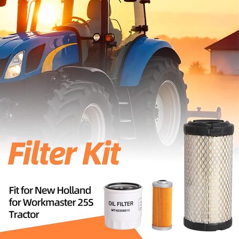 مجموعة مرشح 3pcs ملائمة لجرار Holland Workmaster 25S الجديد ، MT40356015 مرشح الزيت ، MT40358122 مرشح الوقود ، MT40049450 مرشح الهواء ، طقم صيانة المرشح in Saudi Arabia