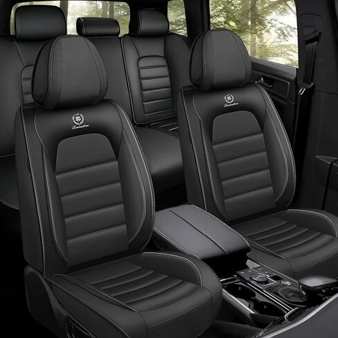 Pickup Seat Covers Custom Fit for GMC Sierra 1500 2500HD 3500HD 2007-2024,Waterproof Leather Seat Cover for Four Seasons,Wear Resistant Seat Cover(Full Set/Black&Coffee) in Kuwait