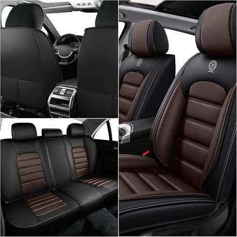Pickup Seat Covers Custom Fit for GMC Sierra 1500 2500HD 3500HD 2007-2024,Waterproof Leather Seat Cover for Four Seasons,Wear Resistant Seat Cover(Full Set/Black&Coffee) in Kuwait