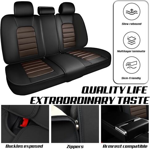 Pickup Seat Covers Custom Fit for GMC Sierra 1500 2500HD 3500HD 2007-2024,Waterproof Leather Seat Cover for Four Seasons,Wear Resistant Seat Cover(Full Set/Black&Coffee) in Kuwait