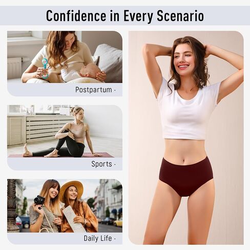 Incontinence Underwear for Women Washable Womens Leak Proof Panties for Bladder Leak 100ml High Absorbency Reusable Incontinence Protective Briefs 3pk-M (2 Red/1 Black) in Kuwait