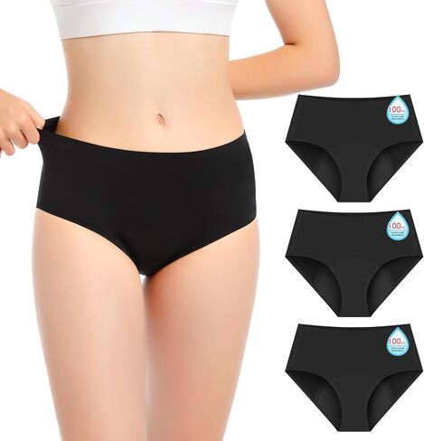 Incontinence Underwear for Women Washable Womens Leak Proof Panties for Bladder Leak 100ml High Absorbency Reusable Incontinence Protective Briefs 3pk-M (2 Red/1 Black) in Kuwait