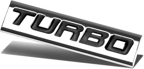 Auto Dynasty Chrome Finish Metal Emblem Turbo Badge, (Black Letter) in Saudi Arabia