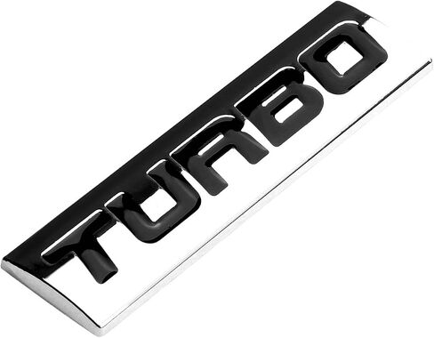 Auto Dynasty Chrome Finish Metal Emblem Turbo Badge, (Black Letter) in Saudi Arabia