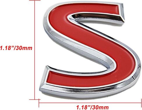 1Pc 3D Metal S Logo Badge Rear Trunk SUV Sport Emblem Accessories Sticker Decal Fit for Q30 Q70 Q50 Q50L Red in Saudi Arabia