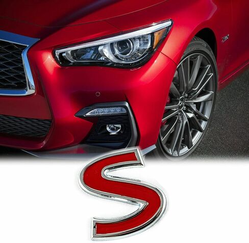 1Pc 3D Metal S Logo Badge Rear Trunk SUV Sport Emblem Accessories Sticker Decal Fit for Q30 Q70 Q50 Q50L Red in Saudi Arabia