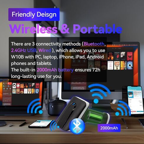 KILOGOGRAPGH Bluetooth QR Code Scanner U2B - Book Scanner for Personal Library Libib, QR Code Scanner for Laptop Computer Mac iPhone Android, 2D Wireless Bluetooth Bar Code Scanner (with Stand) in Saudi Arabia
