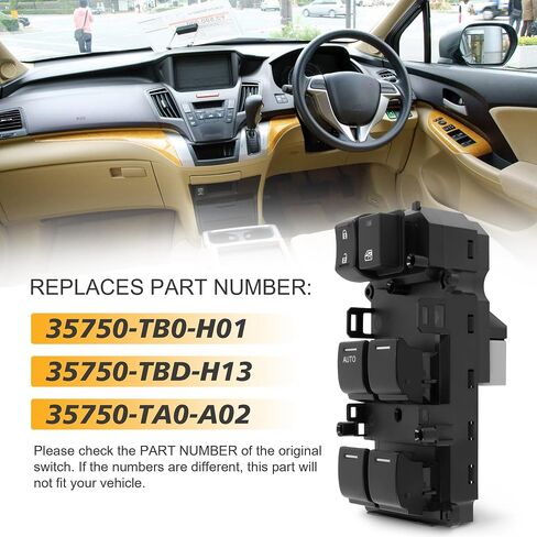 BASIKER Master Window Switch for Front Driver Side Fits for 2007 2008 2009 2010 2011 2012 2013 Acura MDX Replace Part Number : 35750-STX-A01ZA in Saudi Arabia